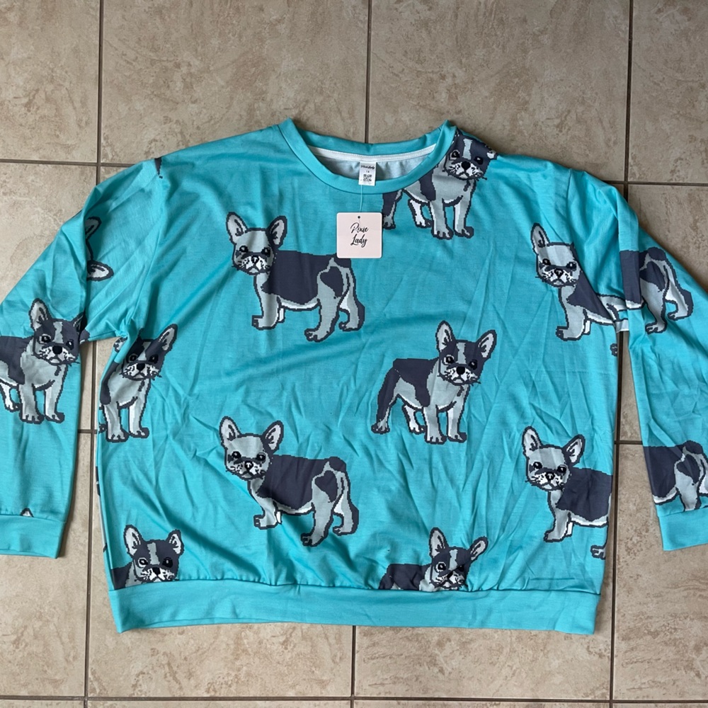 Pixelated French Bulldog Long Sleeve Top